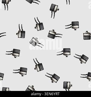 seamless pattern home double boiler pan cartoon. healthy steel, cooking kitchen home double boiler pan sign vector Stock Vector