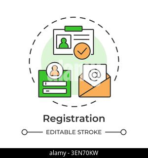 Registration multi color concept icon Stock Vector