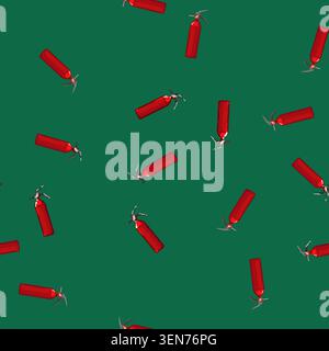seamless pattern emergency fire extinguisher cartoon. emergency fire extinguisher sign vector Stock Vector