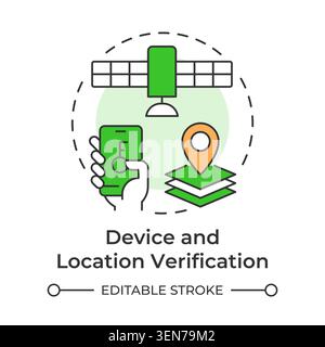 Device and location verification multi color concept icon Stock Vector