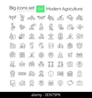 Modern agriculture line icons set Stock Vector