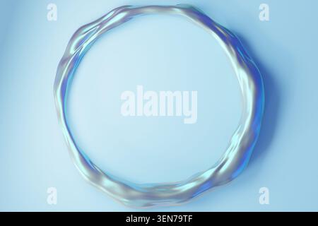 This artwork displays a blue circle created in 3D format. The design features a smooth and detailed surface. There is ample space in the center for ad Stock Photo