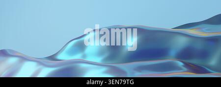 This digital artwork features smooth blue waves creating an abstract scene. The design includes ample copy space, ideal for adding text or logos. The Stock Photo