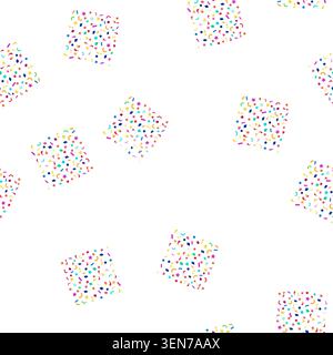 pattern Abstract festive background featuring a dynamic scattering of colorful geometric shapes including stars, circles, squares, hexagons, and ribbo Stock Vector