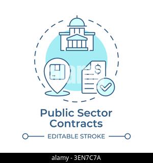 Public sector contracts soft blue concept icon Stock Vector