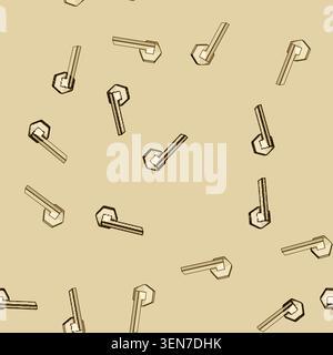 seamless pattern Gold colored lever door handle providing access and security, symbolizing home improvement, interior design, and residential entry so Stock Vector