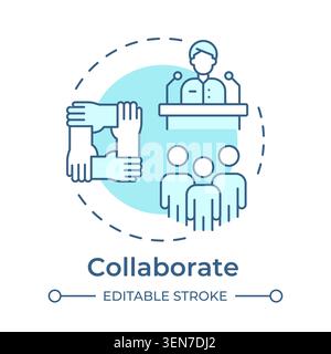 Collaborate soft blue concept icon Stock Vector
