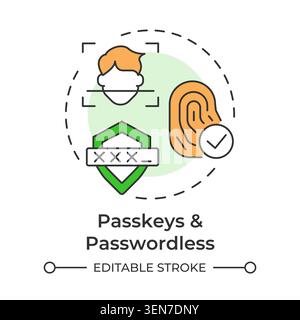 Passkeys and passwordless multi color concept icon Stock Vector