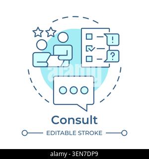 Consult soft blue concept icon Stock Vector