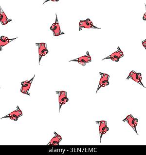 pattern vacum electric broom cartoon. suction bucket, power dustpan, brush stick vacum electric broom sign vector Stock Vector