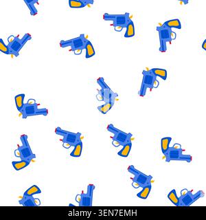 pattern pretend cap gun toy cartoon. cowboy replica, classic collectible, bang action pretend cap gun toy sign. seamless symbol vector illustration Stock Vector