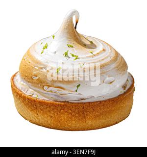 Lemon meringue tart isolated on white Stock Photo
