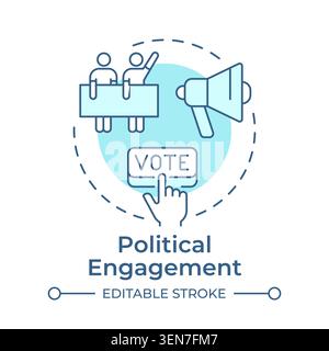 Political engagement soft blue concept icon Stock Vector