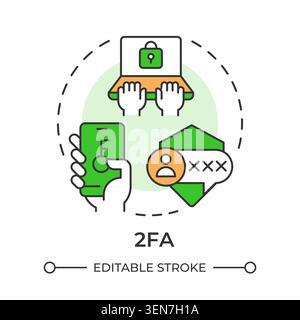 2FA multi color concept icon Stock Vector