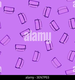seamless pattern portable makeup bag cartoon. compact stylish, zipper pouch, storage durable portable makeup bag sign vector Stock Vector