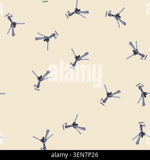 pattern isometric tripod camera cartoon. movie phone, film back, photo silhouette isometric tripod camera sign. seamless vector illustration Stock Vector