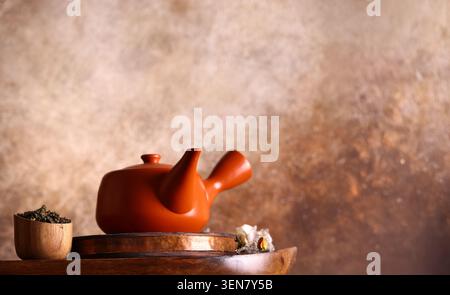 green tea in traditional teaware tea ceremony Stock Photo
