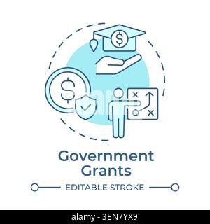 Government grants soft blue concept icon Stock Vector