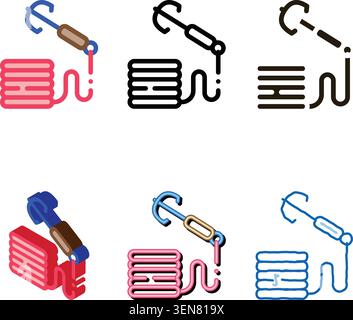 Fish Tackle Hooks Icon Vector. styleset Outline Fish Tackle Hooks Sign. Isolated Contour Symbol Stock Vector