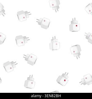pattern electric smar plug cartoon. electric smar plug sign vector Stock Vector