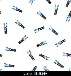 pattern technology crimper tool cartoon. industry wire, pliers computer technology crimper tool sign vector Stock Vector