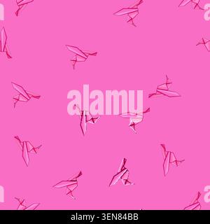 seamless pattern crane origami animals cartoon. dragon elephant, frog swan, fox rabbit crane origami animals sign vector Stock Vector