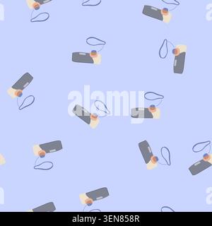pattern convenient inhaler portable cartoon. nebulizer therapy, respiratory treatment, pocket airway convenient inhaler portable sign. seamless vector Stock Vector