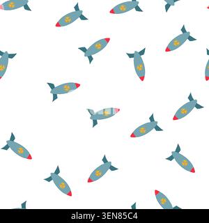 pattern uranium atomic bomb cartoon. detonation fallout, hiroshima nagasaki, manhattan trinity uranium atomic bomb sign. seamless symbol vector illust Stock Vector