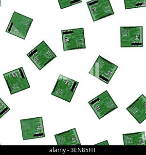 pattern technology microcontroller cartoon. microcontroller electronic, computer isometric, processor microchip technology microcontroller sign vector Stock Vector