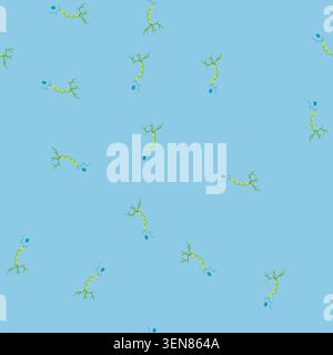 pattern brain neurons cartoon. neuroscience cell, ai synapse, neural structure brain neurons sign. seamless vector illustration Stock Vector