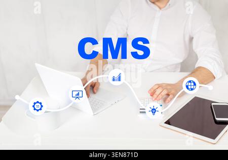 Using a content management system for website development and data analysis tasks Stock Photo