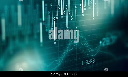 Traders analyze market trends using charts and graphs during trading session Stock Photo