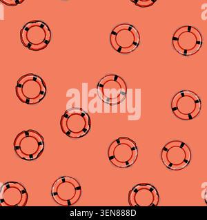 seamless pattern belt lifebuoy cartoon. pool float, lifeboat preserver, water swim belt lifebuoy sign vector Stock Vector
