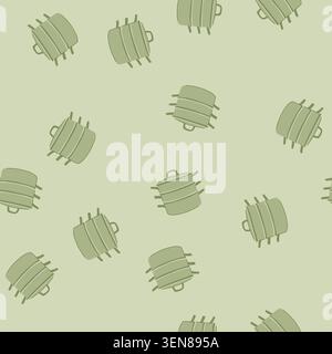 pattern steam steamer pot cartoon. food vegetables, dumplings seafood, healthy stainless steam steamer pot sign. seamless vector illustration Stock Vector