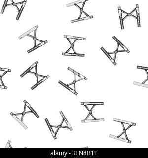 pattern work laptop stand cartoon. executive using, african office, happy leader work laptop stand sign vector Stock Vector