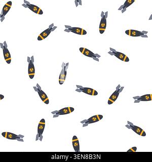 pattern explosion atomic bomb cartoon. radiation uranium, detonation fallout, hiroshima nagasaki explosion atomic bomb sign. seamless symbol vector il Stock Vector