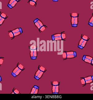 seamless pattern trekking hiking backpack cartoon. lifestyle hike, trip trekking hiking backpack sign vector Stock Vector