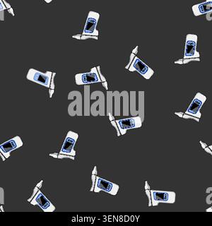 seamless pattern lung spirometer cartoon. volume capacity, airflow measurement, respiratory function lung spirometer sign vector Stock Vector