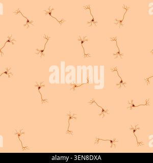 seamless pattern cell neurons cartoon. system nerve, synapse structure, human anatomy cell neurons sign vector Stock Vector