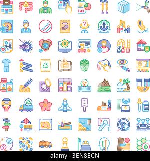 Collection of minimal line stroke vector icons covering a broad spectrum of concepts including business. Travel. Health. Finance. Education. Technolog Stock Vector