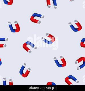pattern horseshoe magnet cartoon. attract symbol, electric force, sign power horseshoe magnet sign. seamless vector illustration Stock Vector