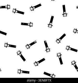 pattern Industrial hex head bolt with an integrated flange providing secure mechanical fastening for various assembly, repair, and construction projec Stock Vector