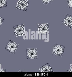 seamless pattern processor cooling fan pc cartoon. motherboard system, computer technology processor cooling fan pc sign vector Stock Vector