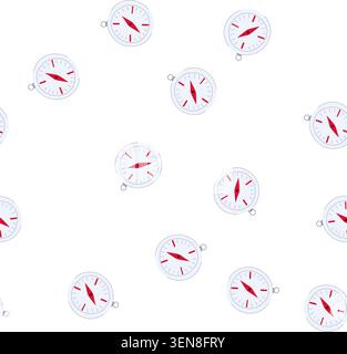 pattern navigation nautical compass cartoon. sea travel, explore direction, map ship navigation nautical compass sign. seamless symbol vector illustra Stock Vector