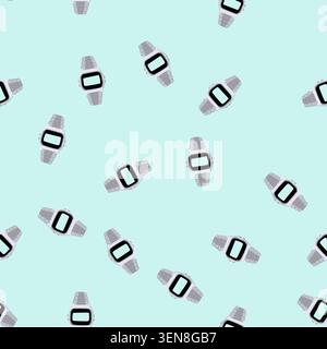 pattern digital watch wrist cartoon. automatic luxury, fashion classic, waterproof leather digital watch wrist sign. seamless vector illustration Stock Vector