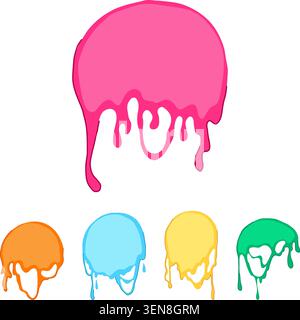 Dripping colorful circular shapes creating a melting effect, perfect for design elements, sweet concepts, or artistic backgrounds, showcasing fluid, d Stock Vector