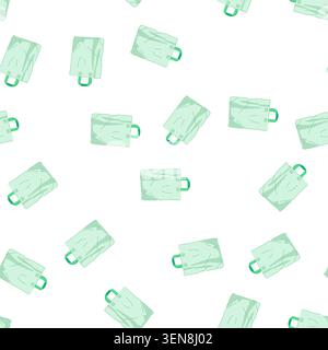 pattern sustainable plastic shopping bag cartoon. convenience lightweight, durable grocery, retail packaging sustainable plastic shopping bag sign. se Stock Vector