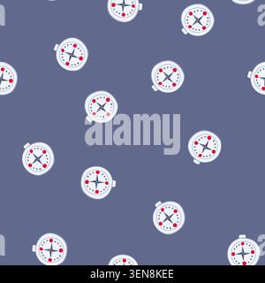 pattern west nautical compass cartoon. south navigation, sea travel, explore direction west nautical compass sign. seamless vector illustration Stock Vector