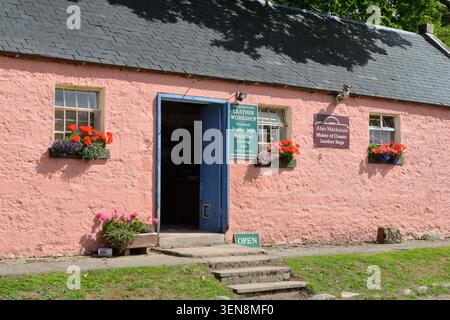 The Old Saddlery, pink workshop in Arran,Scotland. Stock Photo
