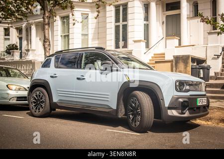 LONDON - APRIL 18, 2026: HAMMERSMITH – light blue Renault electric crossover SUV Stock Photo